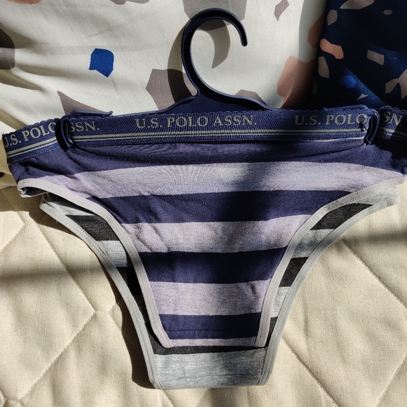 USPA 3pk women's briefs L: blu/whi,Blk/gry,Blu/gry - Picture 4 of 4